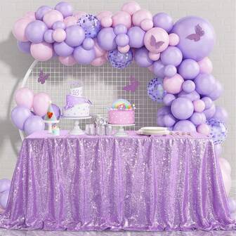 1 pieza Mantel con lentejuelas moradas de 120*180/240cm, Mantel con lentejuelas moradas para bodas, decoración de duchas nupciales, cumpleaños, bodas, postres, fiestas, Día de San Valentín, eventos elegantes y románticos