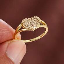 1pc Fashionable Minimalist Heart Shaped Cubic Zirconia Inlaid Women's Ring, Valentine's Day Gift Design - Multicolor - View 7