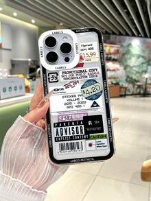 1 chiếc ốp lưng điện thoại trong suốt in hình tem giảm giá kiểu chắp vá thời trang, ốp lưng điện thoại họa tiết chữ cái và khẩu hiệu, ốp lưng điện thoại kiểu chắp vá cổ điển dùng hàng ngày, ốp lưng bảo vệ toàn thân chống sốc bằng chất liệu TPU mềm trong suốt, ốp bảo vệ điện thoại, tương thích với điện thoại & Galaxy. - Trong sáng - Xem 6