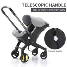 Stroller With Bag, Without Latch Base, Stroller For Newborns, Multifunctional Stroller For Newborns, Adjustable Handle, Foldable Frame - Grey - View 8