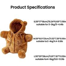 Puppy Plush Outing Backpack, Cute Bear Design Anti - Escape Bag, Kitten Small Dog Yellow, Small - Amarillo + Pequeño - Ver 4