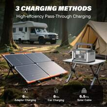 Hepway 1000W Portable Power Station 577Wh Solar Generator Large Capacity Travel Essential Portable Charger 12lb Light With BMS Automotive Grade Lithium Battery, Power Bank With 200W Solar Panel Charging, 2x 120V Pure Sine Wave AC Outlets 700W, PD 60W USB-C Charging Station For Gifts For Men/Women, RV, Emergency Home Use, Fishing, Camping Gear - 黑色 - 查看 4