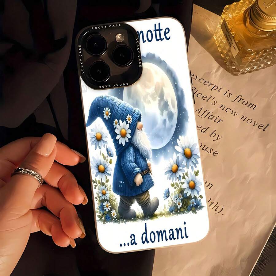 Estuche para teléfono Gnome Moonlight Adventure Compatible con fundas para teléfonos , 17, 16 Pro Max, 15 Pro Max, 13 y 12 Hecho de material de TPU, a prueba de caídas, resistente al desgaste y cómodo de sostener Un gran regalo para familiares, amigos, seres queridos, novios / novias y para Navidad y Año Nuevo - luna blanca - Ver 1
