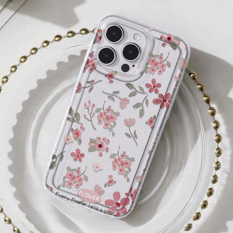Funda para teléfono con diseño floral rosa, compatible con iPhone 16, 15, 14 Pro Max, 13, 12, 11, XR y XS Plus. Fabricada en silicona TPU, ofrece protección contra golpes y caídas, además de una excelente sensación al tacto. Es el regalo ideal para familiares, amigos y seres queridos. - transparente - Ver 1
