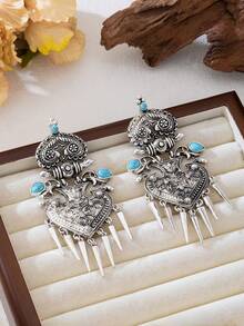1 Pair Of Vintage Bohemian Style Vintage Distressed Earrings With Tassel Earrings (No Gift Box) - Earring - View 2