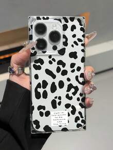 JKA Black Leopard Print Phone Case Compatible With Iphone Phone17promax/17pro/17Air/17/16promax/16/16pro/16plus/15/15pro/15promax/12/13/14promax/Xs/Xr/12pro/12promax/13pro/13promax/14pro/14promax/14plus The Square Design Is Fashionable And Attractive. It Is The Best Choice As A Gift For Friends. - 無色 - 查看 3