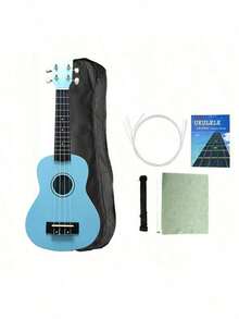 21-Inch Soprano Ukulele With Gig Bag, Strap, Teaching Book, Spare Strings, Pick And Cleaning Cloth Eid Al-Adha Mubarak - Multicolor - View 10