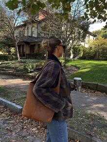 Women's Retro Plaid Loose Casual Jacket With Pockets, New 2025 Autumn/Winter Collection - Royal Blue - View 3