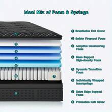 LayRoad 12/14 Inch Memory Foam Mattresses Are Available In Twin, Full, Queen, And King Sizes. They Feature Individually Pocketed Springs, Are Fiberglass-Free, Odorless, Highly Breathable, And Durable, Providing You With A Comfortable Sleep. - 黑色 - 查看 10