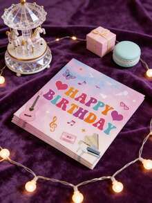 48pcs 13"X13" Party Disposable Napkins, Sweet Elements Design With Gradient Pink & Blue Background, Colorful "HAPPY BIRTHDAY" Letter Pattern And Musical Instruments, Suitable For Music Birthday Party, Girly Gathering, Spring Family Celebration - Multicolor - View 4