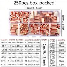 Kit de casquillos de alambre de 250 Uds., conector de engarzado de cobre de tamaños, Kit surtido de terminales a tope eléctricos no aislados SN0W - Kit de 250 piezas - Ver 8