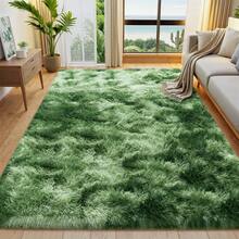 Ivory Fluffy Shag Rug For Bedroom, Soft Plush Shaggy Area Rug For Living Room, Modern Cozy Carpet, Non-Slip Backing, Bonus 4 Rug Grippers Included, Dorm Home Decor, Sizes 4x6 5x7 6x9 8x10 9x12, Tie-Dye Green - Màu xanh đậm nhuộm loang - Xem 3