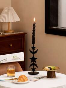 Mond- und Stern-Dekorationskerzenhalter, geeignet für Stabkerzen, Metallmaterial, minimalistischer Stil, kreatives Design, Kerzenlicht-Dinner-Requisite, Heimdekoration, geeignet für die Dekoration in Hotels, Wohnzimmern, Räumen, Esszimmern, Tischplatten, Schlafzimmern, Festen und Partys, auch eine hervorragende Geschenkwahl, einschließlich Einschulungsgeschenke, Souvenirs, Feiertagsgeschenke, Geschenke für Freunde und Familie