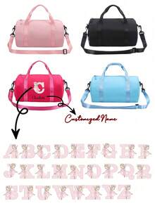 Personalized Customized Name Duffel Bag Dance Bag -Paired With The Same Letter Pendant,Waterproof Sports Duffel Bag , Versatile Crossbody Travel Gym Bag, Large Capacity Gym Bag, Stylish Durable Dance Gear Organizer Ideal For Dancers, Athletes & Daily Use, Perfect For Practice, Performances, Workouts & Trips,New Year's,Christmas,Generation Z - Multicolor - View 2