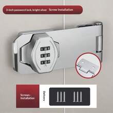 Two-Color Combination 3-Digit Combination Lock Latch - Matte Black & Silver Safety Lock For Cabinets, Suitcases & Drawers, Anti-Theft Security Lock