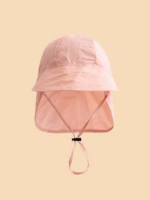 1pc Baby Lightweight UV Protection Neck Covering Beach Bucket Hat, Breathable Soft Skin-Friendly, Full Sun Protection Design With Adjustable Drawstring, Multiple Colors Available, Suitable For Newborns & Infants, Spring/Summer Outdoor Use - Multicolor - View 16