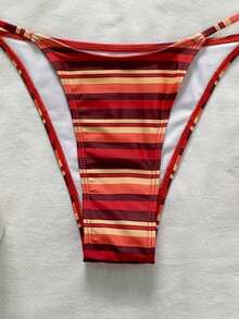 2 Stücke Boho gestreifter lässiger, süßer, eleganter, sexy Rüschen/Rüschentrimm Bikini Bademode, geeignet für Strand, Abenddate, Urlaub, Geburtstagsparty, Sport & Fitness, Frühling/Sommer - Verschiedenfarbig - Übersicht 5