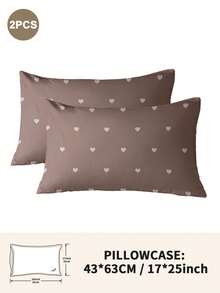 1pc/2pcs/4pcs Polyester Pillowcase Set With Bow & Heart Pattern, Soft & Comfortable, Suitable For All Seasons - Multicolor - View 42