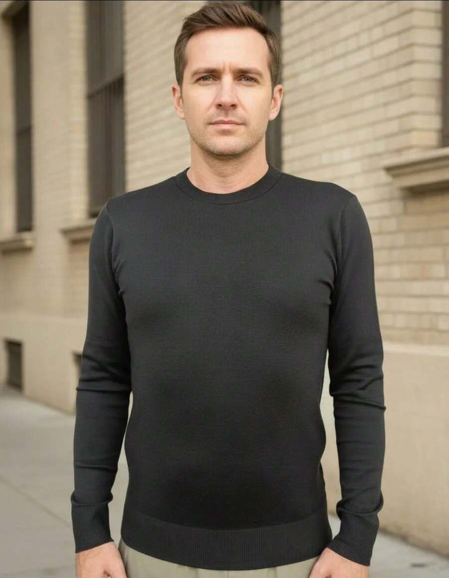 Men's Cold Weather Blouse Men's Knitted Sweater | Winter Knitted Wool Pullover Long Sleeve Turtleneck - 黑色 - 查看 1
