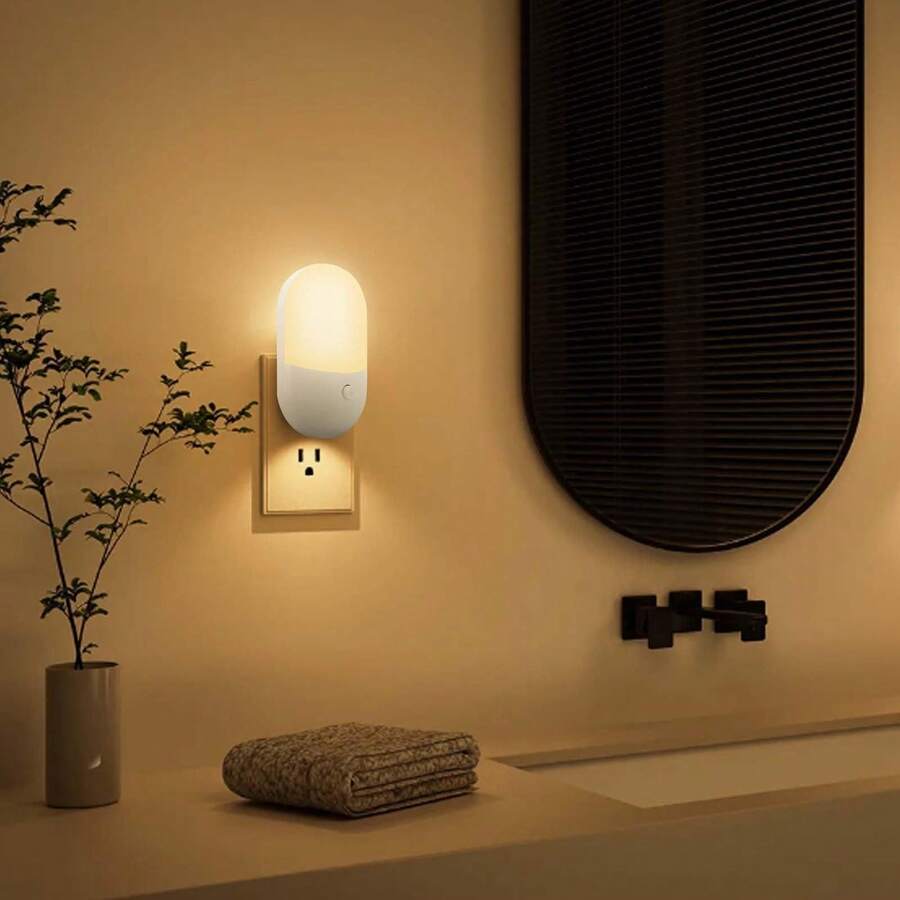 2 ámparas de Noche Minimalistas de Color Blanco para Niños - Ideal para Dormitorios, Pasillos y Baños - blanco - Ver 1