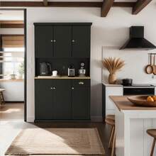 RASOO Pantry Storage Cabinet 71" Freestanding Adjustable Kitchen Pantries Buffet With Hutch Cupboard 6 Doors And 1 Drawer And Open Shlelf - R0086-trắng - Xem 4