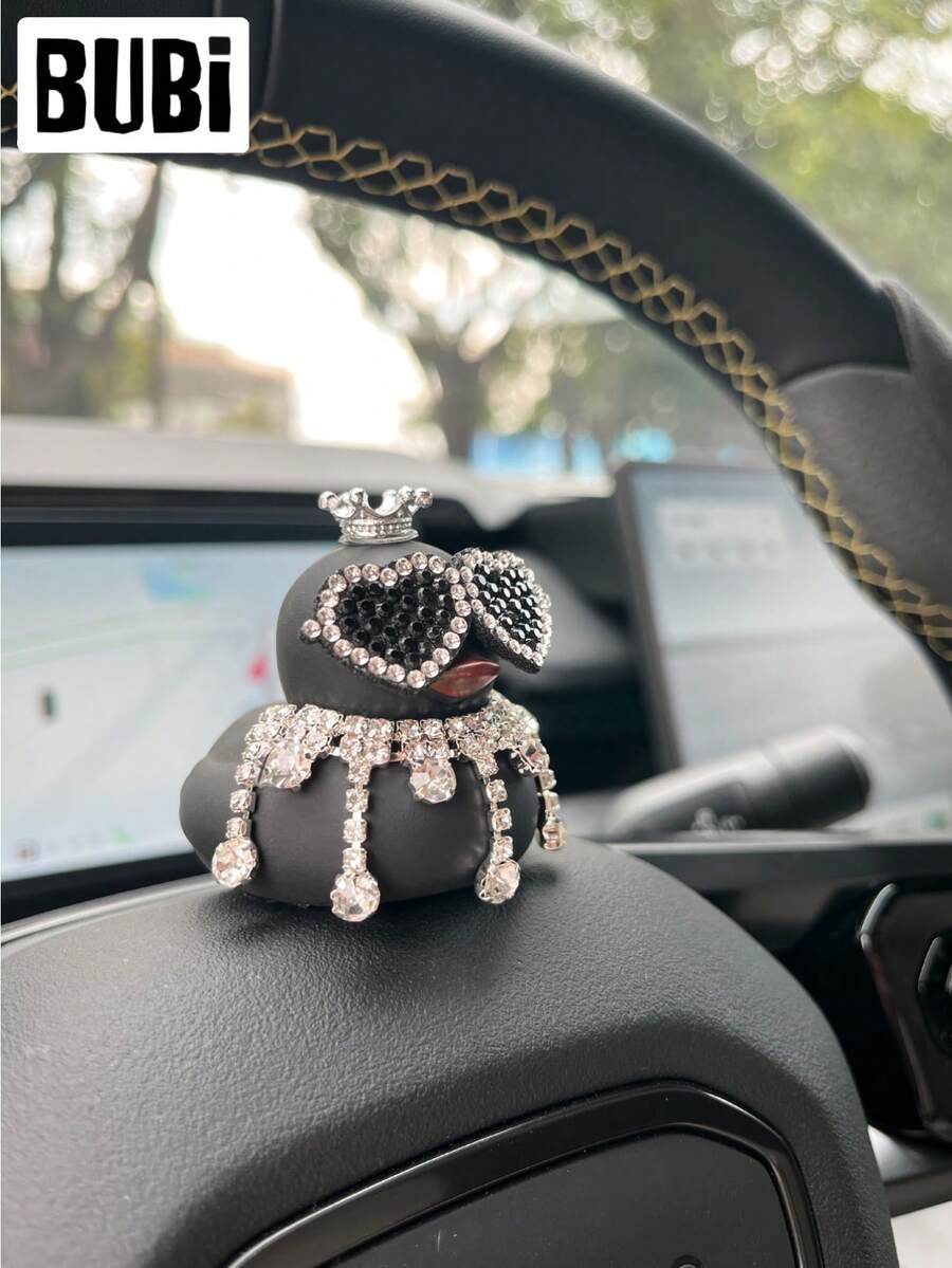 Wonuu Diamond Duck Design Car Decor Rubber Accessory, Interior Cute Universal Car Dashboard/Desktop
