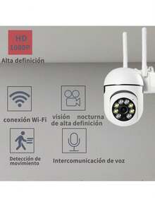1/2/4pcs cámaras de WiFi, detección de movimiento y alarma de audio, con visión nocturna a color, montaje en pared, para del hogar en interiores y exteriores, con foco y sirena, cámara con audio bidireccional - 1 unidad - Ver 2
