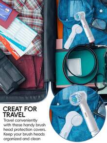 4pcs Electric Toothbrush Head Dust Cover, Fits Round Toothbrush, Protects Brush Head, Convenient For Travel - Multicolor - View 8