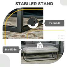 HOMCOM Bench, Linen Look, Upholstered Bench For Bedroom, Bed Bench, Dressing Table Bench, Up To 200 Kg, Steel, Light Grey, 120 X 44 X 45.5 Cm - Light Grey - View 6