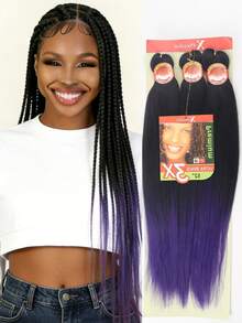 26-Inch 3 Packs Pre-Stretched Braiding Hair Extensions, PremiumSynthetic Yaki Texture Crochet Hair Extensions For Women, Ltch-Free &Heat-Responsiv - Black - View 9
