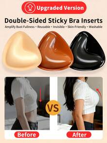 2pcs/12pcs Thick Double-Sided Invisible Bra Pads, Invisible Lift, Skin-Friendly Waterproof, Reusable, Suitable For Small Bust Women, With Nipple Covers, Applicable For Bikini, Swimwear - Multicolor - View 7