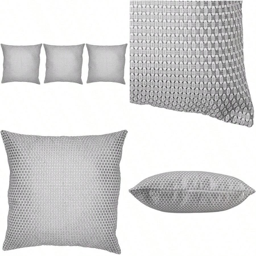 Deconovo - Funda de cojín con diseño de Panal con Cremallera Invisible, Gris Oscuro y Blanco., 18x18 Inch, 1(46 x 46 cm (Pack of 1) Gris oscuro y blanco.) - Multicolor - Ver 1