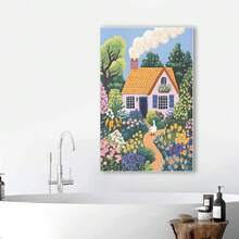Framed Charming Cottage Garden With Goose | Folk Art Wall Art Decor | Cozy Cottagecore Home Decor. Great Idea For New Year, Thanksgiving Day And Christmas, Wall Art For Room Decor, Kitchen Decor, Living Room Painting, Halloween Decor, Bathroom Decor, Home Decor, Wall Decor, Bedroom Decor. - Đóng khung - Xem 3