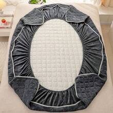 Milk Plush Fitted Sheet, Thickened Quilted Coral Fleece Plush Mattress Protector Cover, Full Wrap - Dark Grey - View 4
