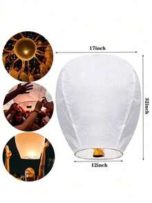 1 Pack Of 20/10/5/3 Romantic Paper Lanterns/Sky Lanterns/Wish Lanterns, Made Of Flame Retardant Materials, Oval Thick Paper - Multicolor - View 7