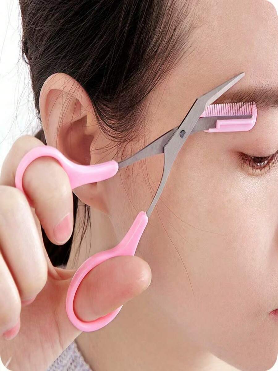 1pc Unisex Eyebrow Scissors & Comb, Eyebrow Trimming Tool For Men And Women, Perfect For Eyebrow Shaping, Length Control, Grooming, Home Beauty Tool, Scissors With Mini Comb, Depilation, Facial Hair Removal, Haircut, Hair Care, Hairstyling, Storage Bag, Organizer, Accessories, Christmas Holiday Gift