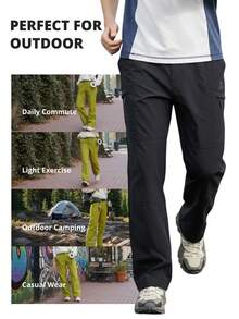 CAMEL CROWN 男士速干裤，吸湿排汗户外运动裤，夏季宽松直筒休闲裤 - 幻影黑 - 查看 5