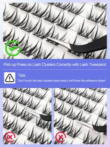 100Pcs C Curl Self Adhesive Individual Cluster Lashes Kit 11-13mm Spikes DIY Lash Extension Wispy Press On Segmented Lashes No Glue Needed Eyelashes Extension - màu đen - Xem 7