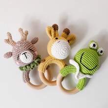 Crochet Cute Cartoon Animal Rattle Soother, Soft 3D Shaped Toy Rattle For Teething, Grasping Training, Newborn Baby Gift For Halloween, Christmas, Birthday - Multicolor - View 5