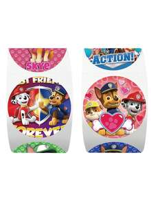 Paw Patrol 500张/卷 汪汪队立大功卡通可爱贴纸标签，卡哇伊贴纸，适用于DIY礼物、包装、装饰、派对礼品 - 彩色 - 查看 2