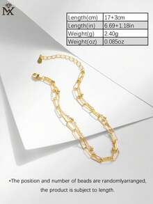 SYMFNY 1条925纯银双层链手链，简约时尚日常配饰，优雅节日礼物（女士款）。 - 金黃色 - 查看 3