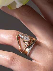 1pc Elegant Cubic Zirconia Inlaid 925 Sterling Silver Ring, Women's Gift Suitable For Balls, Gatherings And Various Party Occasions - Diamond Ring - View 4