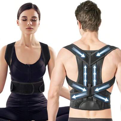 zxr Corrector de Postura Corrector de Postura Ajustable Soporte de Espalda Transpirable Espalda Anti-Joroba y Alivio Del Dolor de Cuello Cintura Hombros Unisex Mejora La Postura de Hombres y Mujeres se Puede Usar al Correr Hacer Deportes Caminar y Acampar… M197