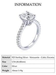 XUJIA 1枚3克拉莫桑石订婚戒指，925纯银椭圆形莫桑石戒指，8x10毫米D色VVS1净度莫桑石，立方氧化锆点缀，结婚戒指，周年纪念礼物，女士新娘首饰 - 銀色 - 查看 17