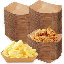 200 Pack 3 Lb Paper Food Boats, Disposable Brown Food Trays, Kraft Paper Boats For Serving Food, Paper Nacho Trays For Hot Dog, Fries, Popcorn Sauce, BBQ, Picnic, Party, Wedding, Christmas - Default - View 7