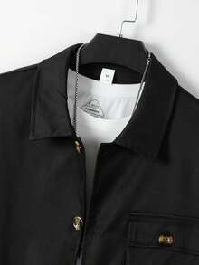 Autumn American Vintage Heavyweight Men's Utility Jacket & Cargo Pants Outfit, Rugged Style - Black - View 4