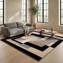 1 pieza Alfombra lavable de lana sintética con patrón geométrico moderno, apta para sala de estar y dormitorio - Multicolor - Ver 1