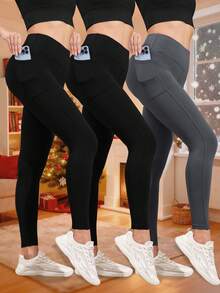 High Waisted Seamless Side Pocket Slim Fit Women's Pants Multi Piece Set - Yun Rou Breathable Four-Way Elastic Tight Pants, Quick Drying, Running, Cycling, Yoga, Sports, Shopping, Leisure - 彩色 - 查看 7