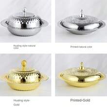 一套或两套带盖不锈钢圆形托盘，适用于盛放坚果、干果、糖果、零食、水果、蔬菜、沙拉、披萨、甜点、蛋糕、意面、汤、烧烤、烤鱼、牛排、海鲜及其他食材。是酒店餐厅、婚礼、派对、宴会及其他庆祝活动的理想之选（银色、金色）。 - 彩色 - 查看 4