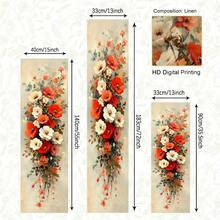 1pc French-Style Red-Orange Floral Table Runner - Elegant Bloom Accent For Dining Tables, Weddings, Parties - Realistic Flower Design, Durable Decor For /Outdoor French Country Table Setting - Multicolor - View 3